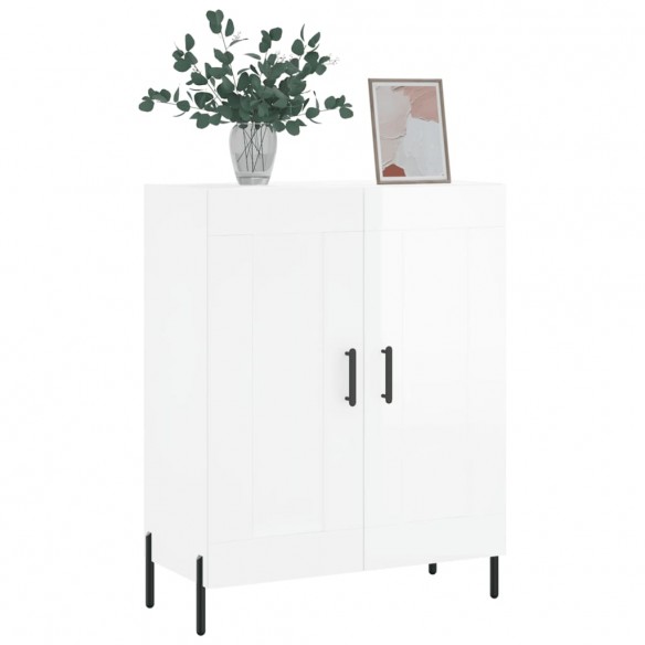 Buffet Blanc brillant 69,5x34x90 cm Bois d'ingénierie