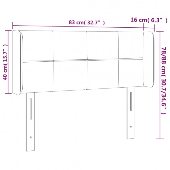 Tête de lit à LED Noir 83x16x78/88 cm Tissu