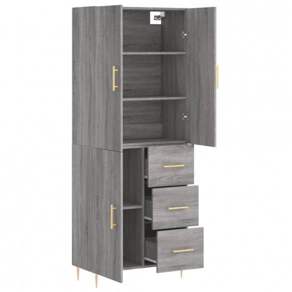 Buffet haut Sonoma gris 69,5x34x180 cm Bois d'ingénierie