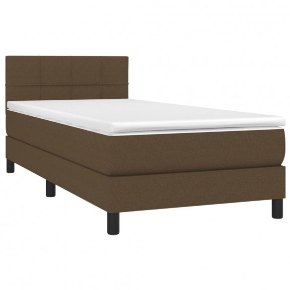 Cadre de lit et matelas et LED Marron foncé 90x200cm