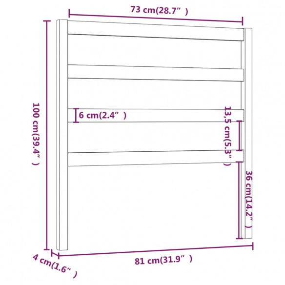 Tête de lit Blanc 81x4x100 cm Bois massif de pin