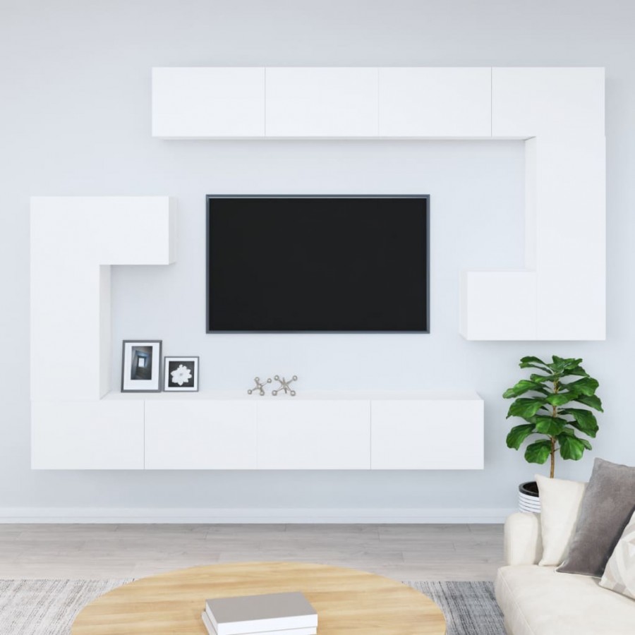 Meuble TV mural Blanc Bois d'ingénierie
