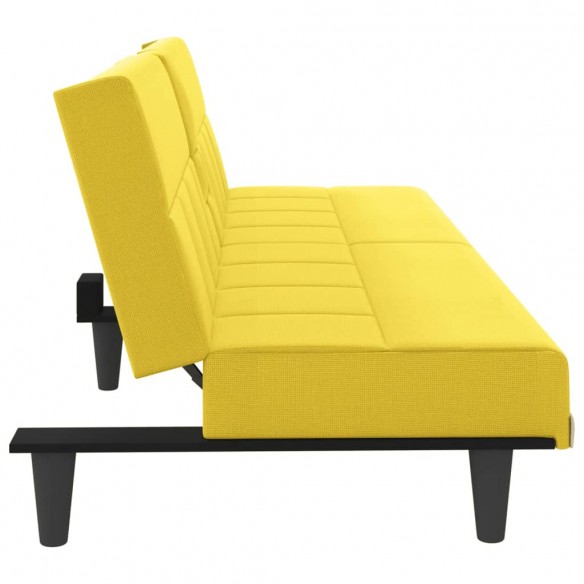 Canapé-lit avec porte-gobelets jaune clair tissu