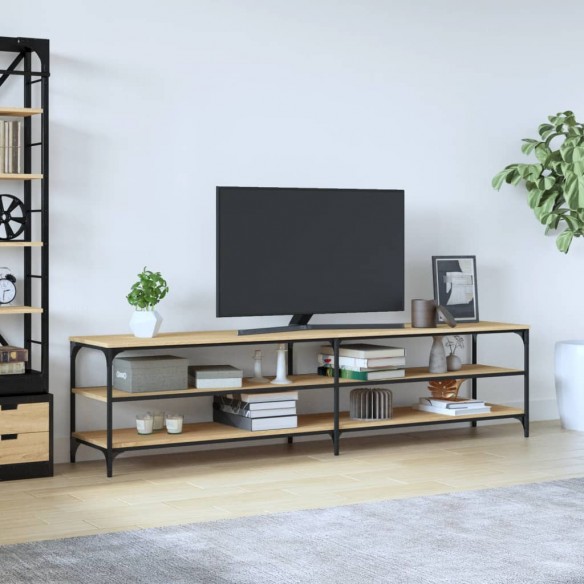 Meuble TV chêne sonoma 200x30x50 cm bois d'ingénierie et métal