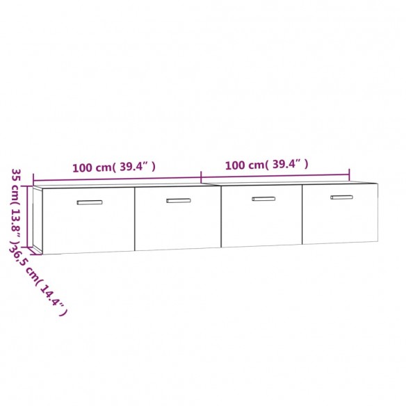 Armoires murales 2 pcs Chêne fumé 100x36,5x35 cm