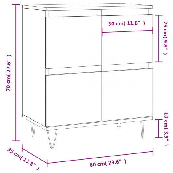 Buffet Gris béton 60x35x70 cm Bois d'ingénierie