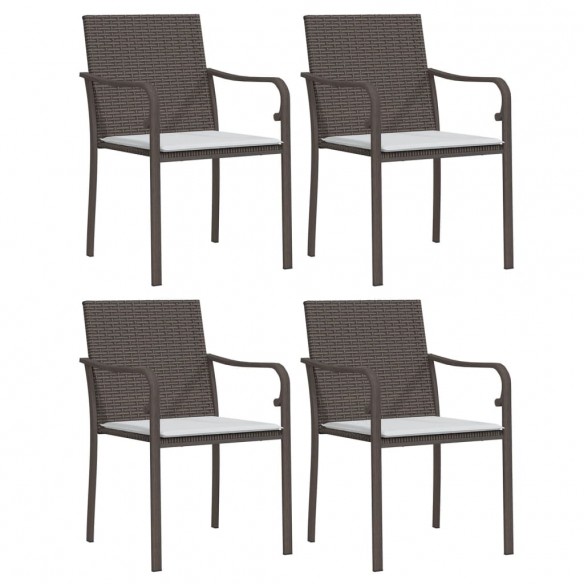 Chaises de jardin et coussins lot de 4 marron 56x59x84 cm rotin