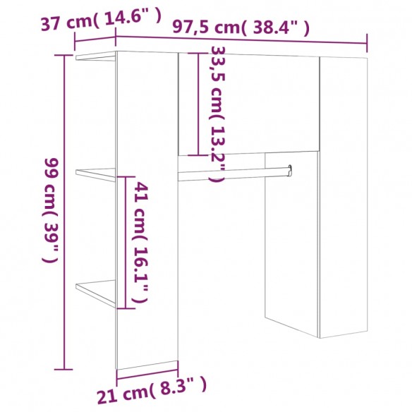 Armoire de couloir Chêne marron 97,5x37x99 cm Bois d'ingénierie