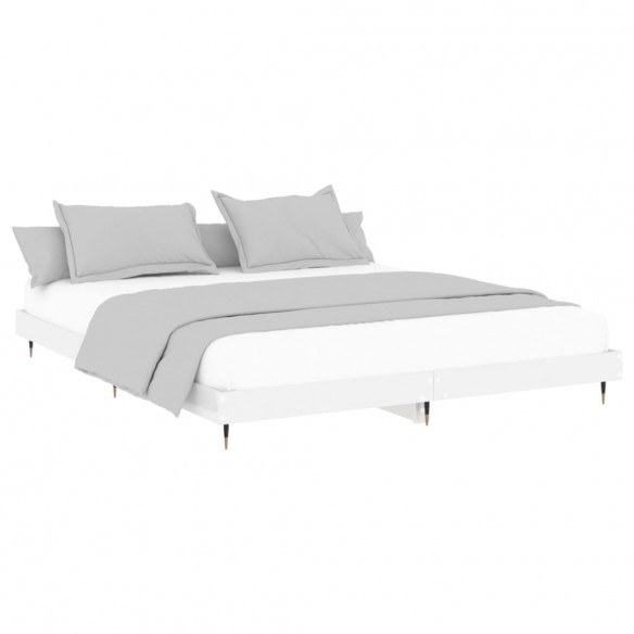 Cadre de lit blanc brillant 120x200 cm bois d'ingénierie