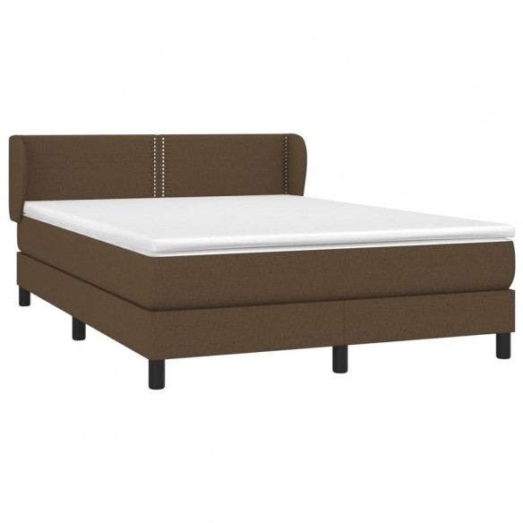 Cadre de lit avec matelas Marron foncé 140x190 cm