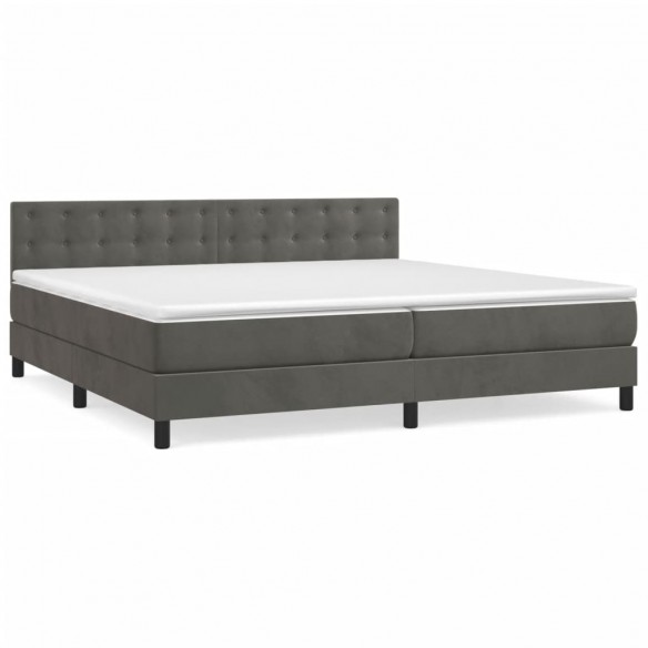 Cadre de lit et matelas Gris foncé 200x200cm Velours