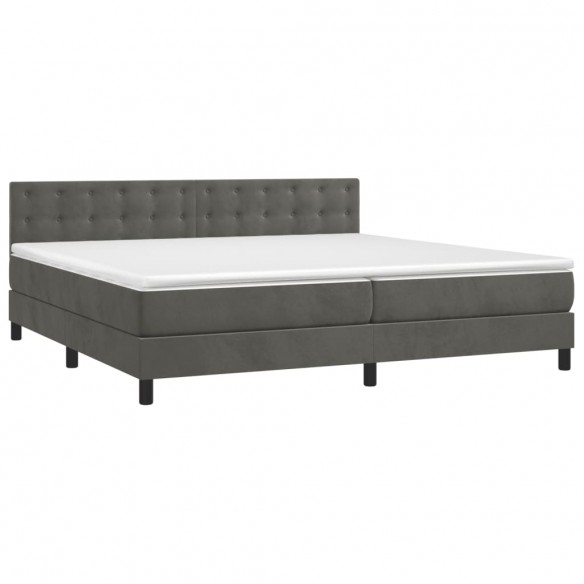 Cadre de lit et matelas Gris foncé 200x200cm Velours