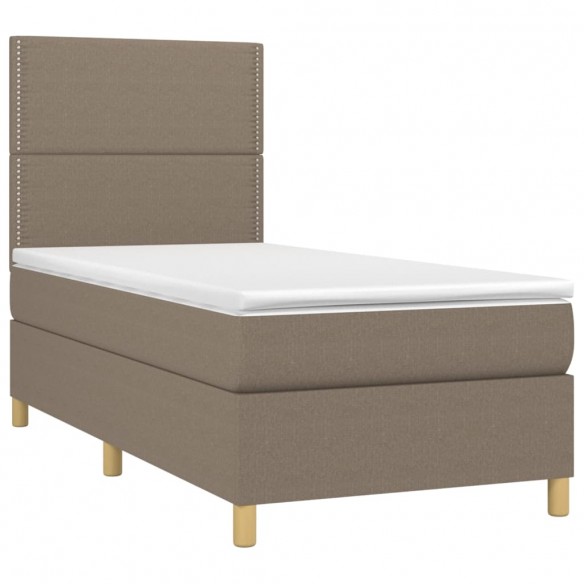 Cadre de lit avec matelas Taupe 90x190 cm Tissu