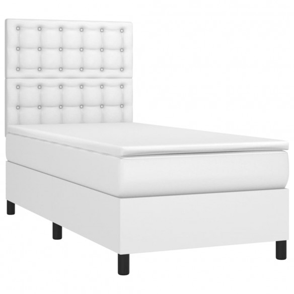 Cadre de lit avec matelas et LED Blanc 90x190 cm