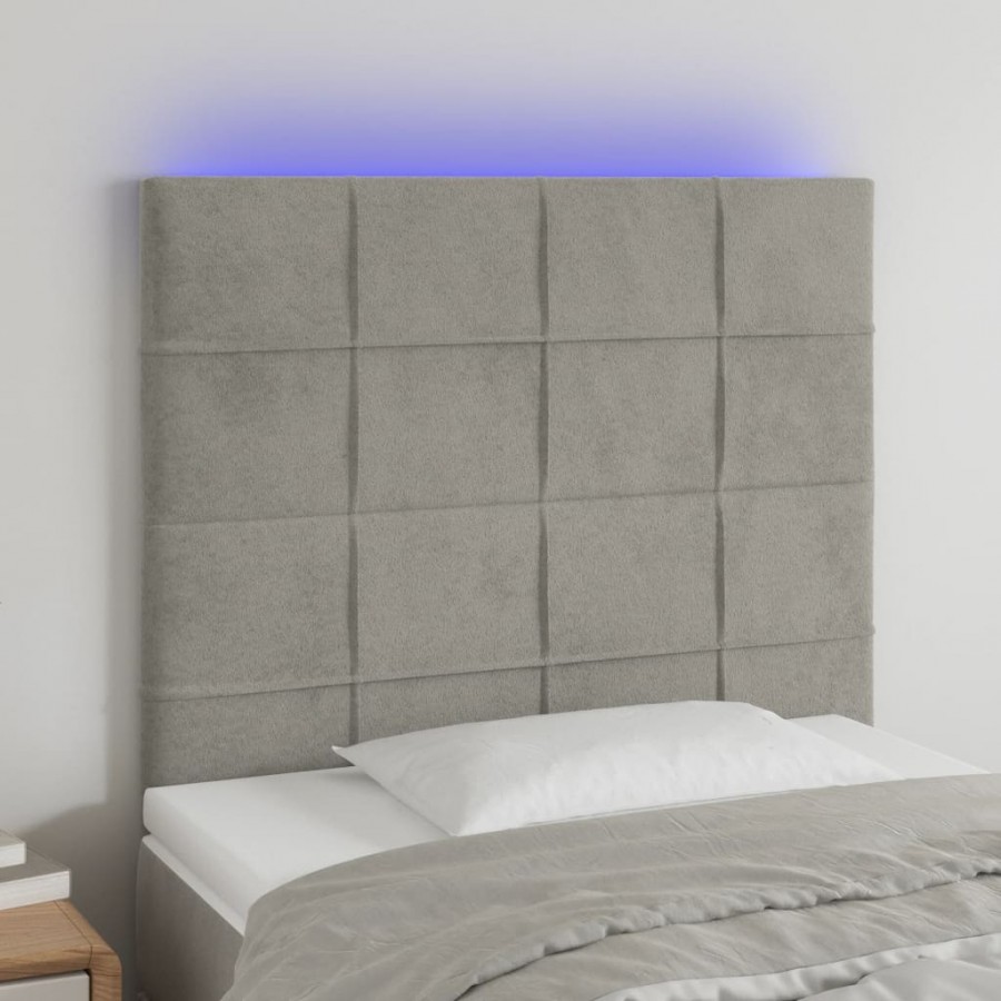 Tête de lit à LED Gris clair 90x5x118/128 cm Velours