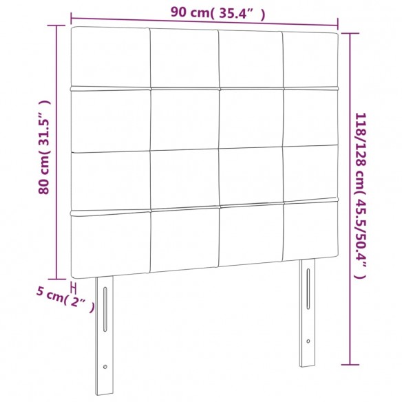 Tête de lit à LED Gris clair 90x5x118/128 cm Velours