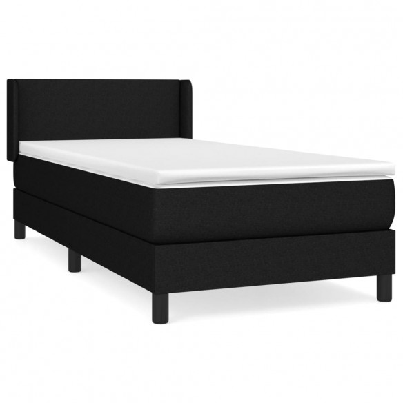 Sommier à lattes de lit avec matelas Noir 90x200 cm Tissu