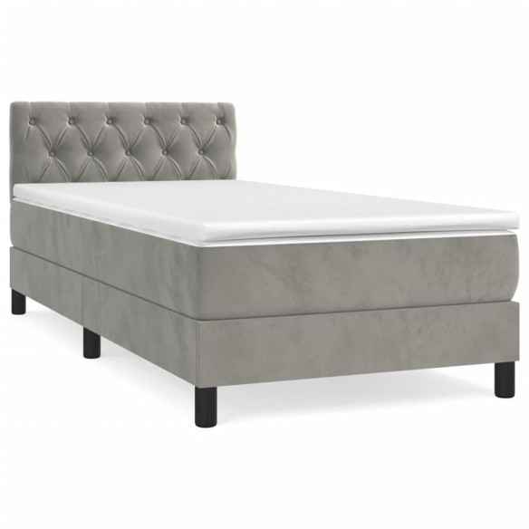 Cadre de lit et matelas Gris clair 80x200 cm Velours