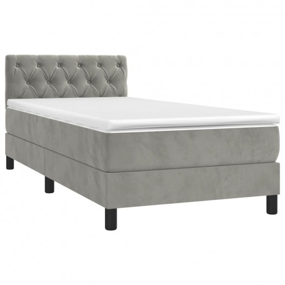 Cadre de lit et matelas Gris clair 80x200 cm Velours