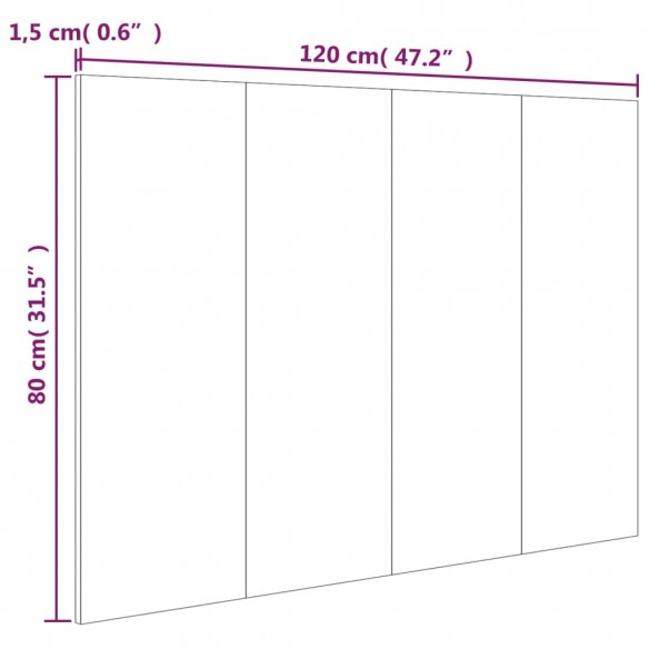 Tête de lit Gris béton 120x1,5x80 cm Bois d'ingénierie