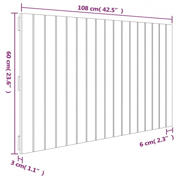 Tête de lit murale 108x3x60 cm Bois massif de pin