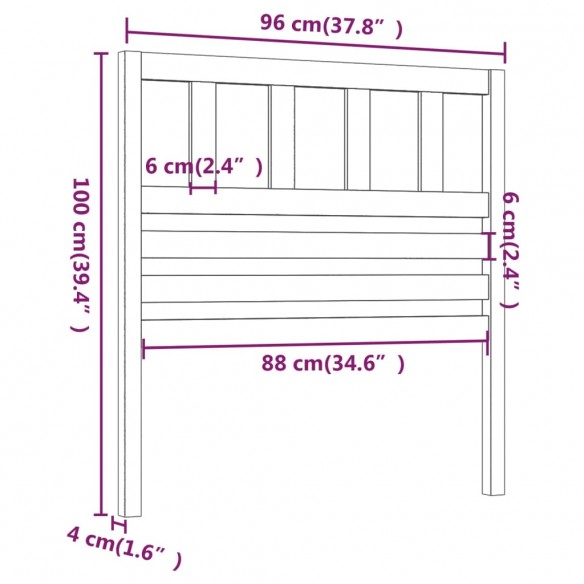 Tête de lit 96x4x100 cm Bois massif de pin