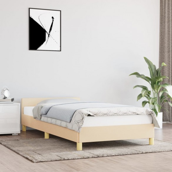Cadre de lit avec tête de lit Crème 100x200 cm Tissu