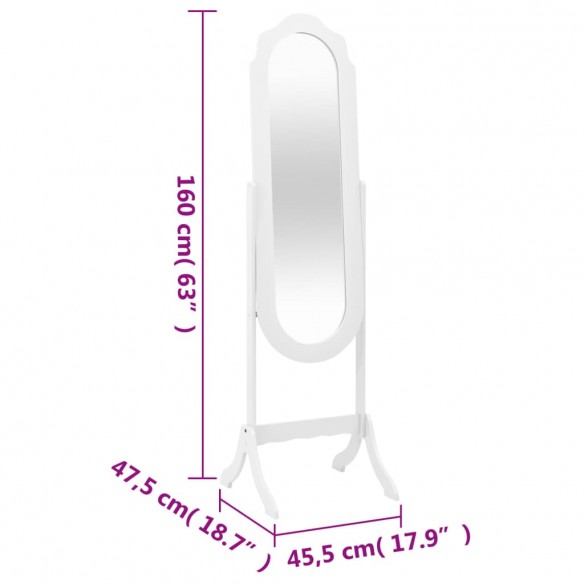 Miroir sur pied blanc 45,5x47,5x160 cm bois d'ingénierie