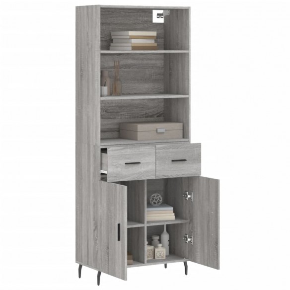 Buffet haut Sonoma gris 69,5x34x180 cm Bois d'ingénierie