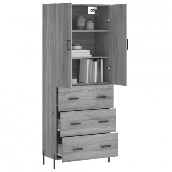 Buffet haut Sonoma gris 69,5x34x180 cm Bois d'ingénierie