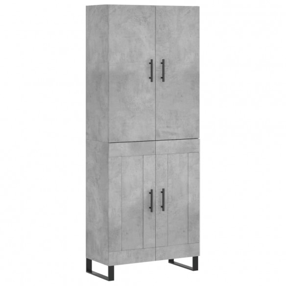 Buffet haut Gris béton 69,5x34x180 cm Bois d'ingénierie