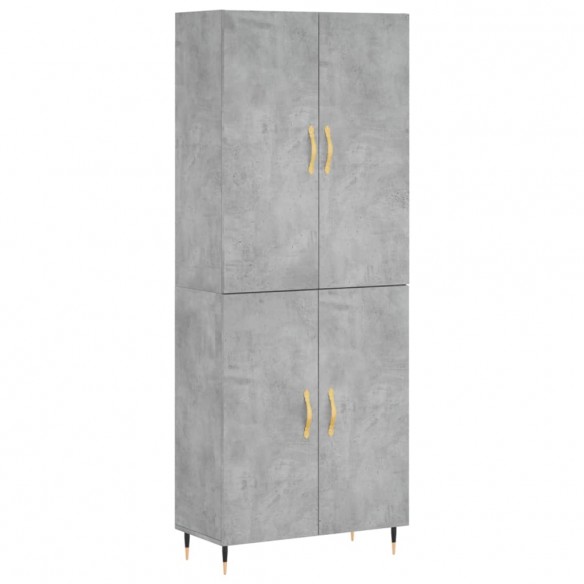 Buffet haut Gris béton 69,5x34x180 cm Bois d'ingénierie