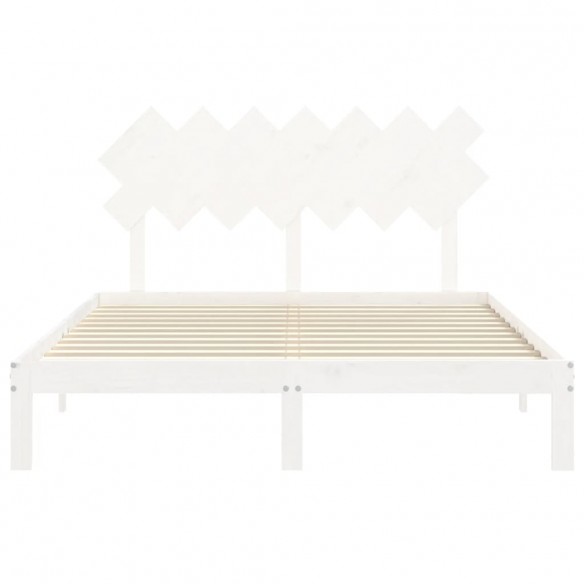 Cadre de lit avec tête de lit blanc King Size bois massif