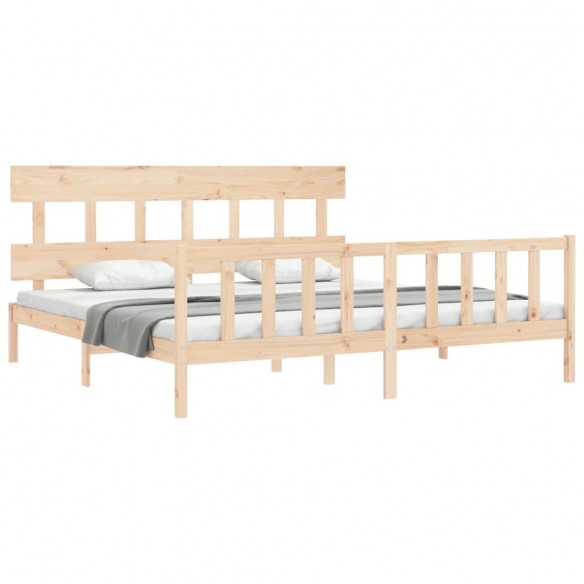 Cadre de lit avec tête de lit Super King bois massif