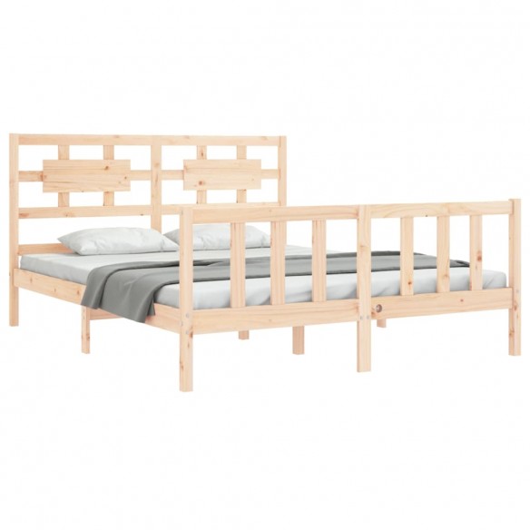 Cadre de lit avec tête de lit king size bois massif