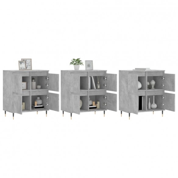 Buffets 3 pcs gris béton bois d'ingénierie