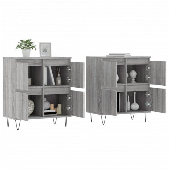 Buffets 2 pcs sonoma gris bois d'ingénierie