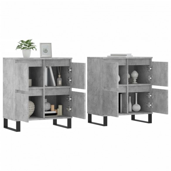 Buffets 2 pcs gris béton bois d'ingénierie