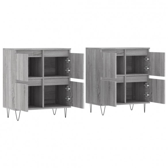 Buffets 2 pcs sonoma gris bois d'ingénierie