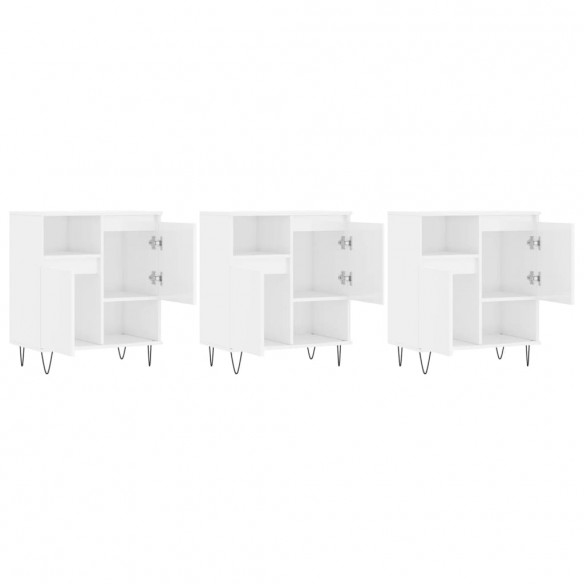 Buffets 3 pcs blanc brillant bois d'ingénierie