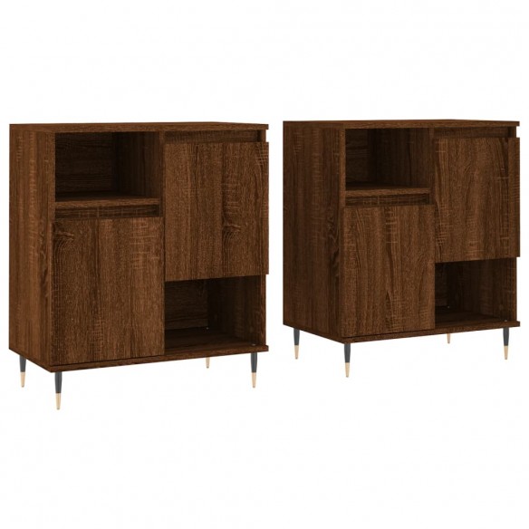 Buffets 2 pcs chêne marron bois d'ingénierie