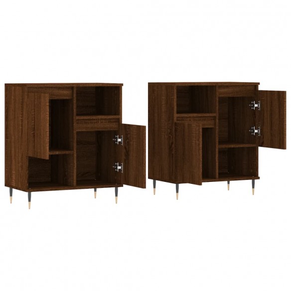 Buffets 2 pcs chêne marron bois d'ingénierie