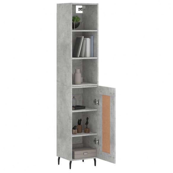 Buffet haut Gris béton 34,5x34x180 cm Bois d'ingénierie