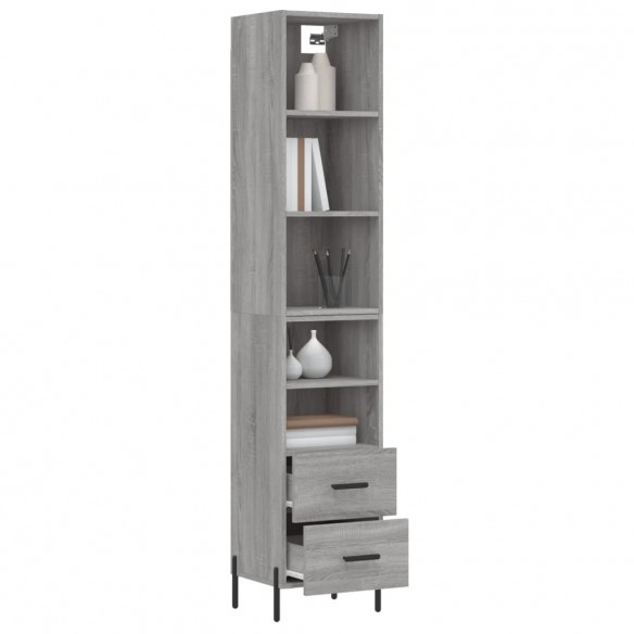 Buffet haut Sonoma gris 34,5x34x180 cm Bois d'ingénierie