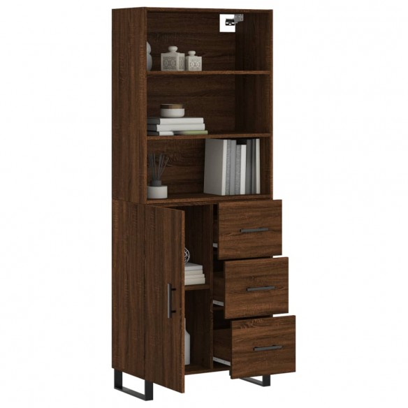 Buffet haut Chêne marron 69,5x34x180 cm Bois d'ingénierie