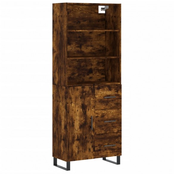 Buffet haut Chêne fumé 69,5x34x180 cm Bois d'ingénierie