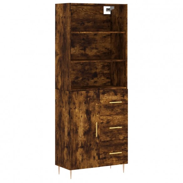 Buffet haut Chêne fumé 69,5x34x180 cm Bois d'ingénierie