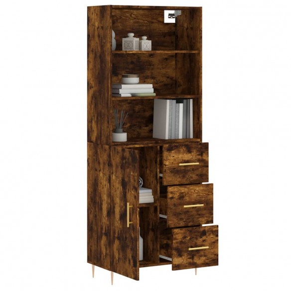 Buffet haut Chêne fumé 69,5x34x180 cm Bois d'ingénierie