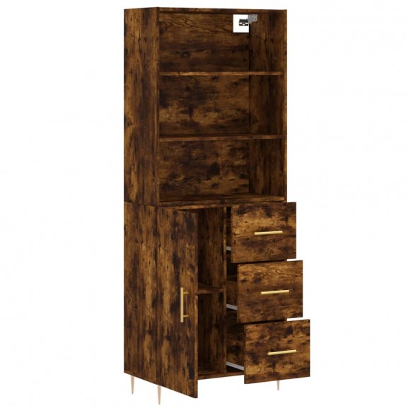 Buffet haut Chêne fumé 69,5x34x180 cm Bois d'ingénierie