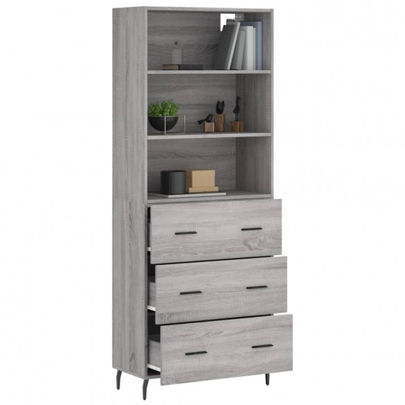 Buffet haut Sonoma gris 69,5x34x180 cm Bois d'ingénierie